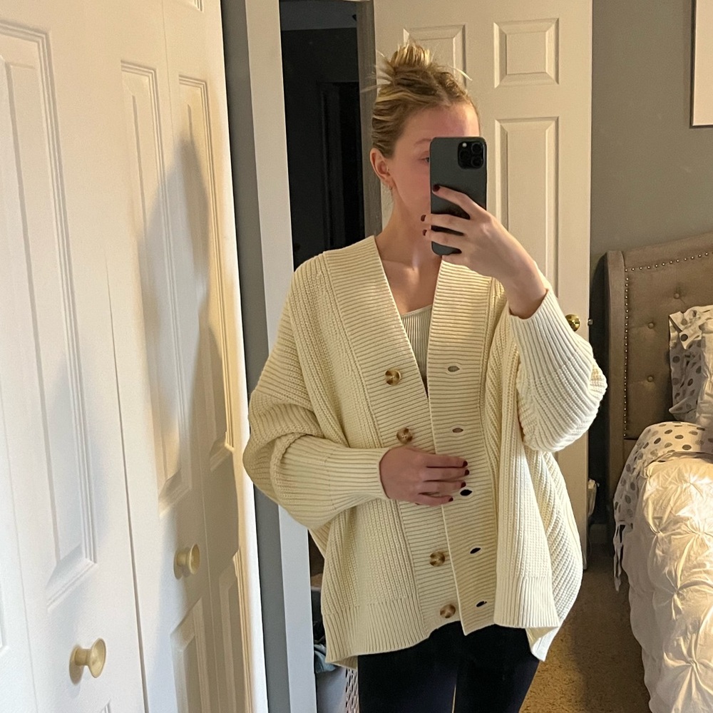 WeWoreWhat Cream Cardigan Sweater